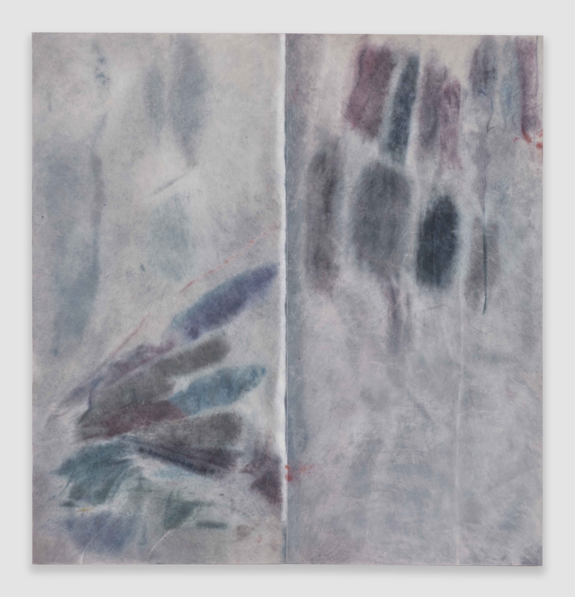 Elise Nguyen Quoc, <i>Power Dynamics & Emotional Intimacy</i>, 2026. Pigment on paper mounted on wood diptych, 94 1/2 x 103 1/2 x 2 in (240 x 263 x 5 cm)